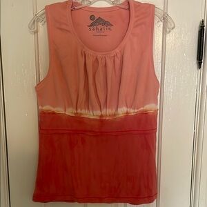 Sahalie Pleated Sleeveless Tank Top in Orange and Pink